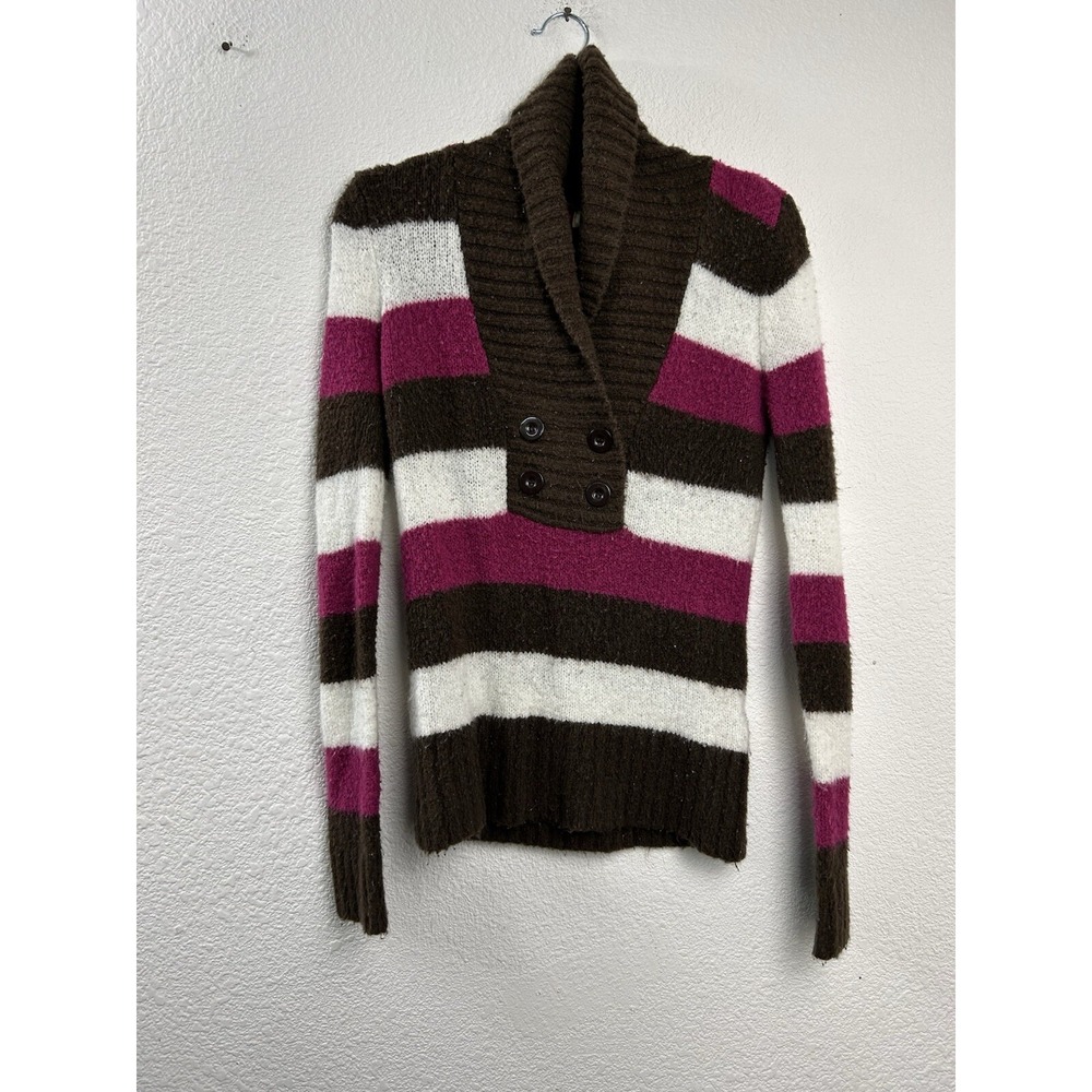 Arizona Jean Co Womens L Multicolor Long Sleeve Stretchy Sweater Striped VTG Y2K